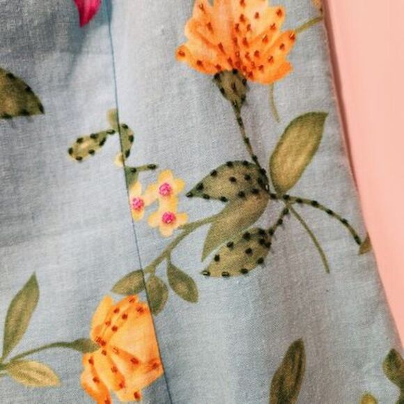 Coldwater Creek Aqua Beaded Linen Sleeveless Dress Sz 8 - Picture 4 of 7